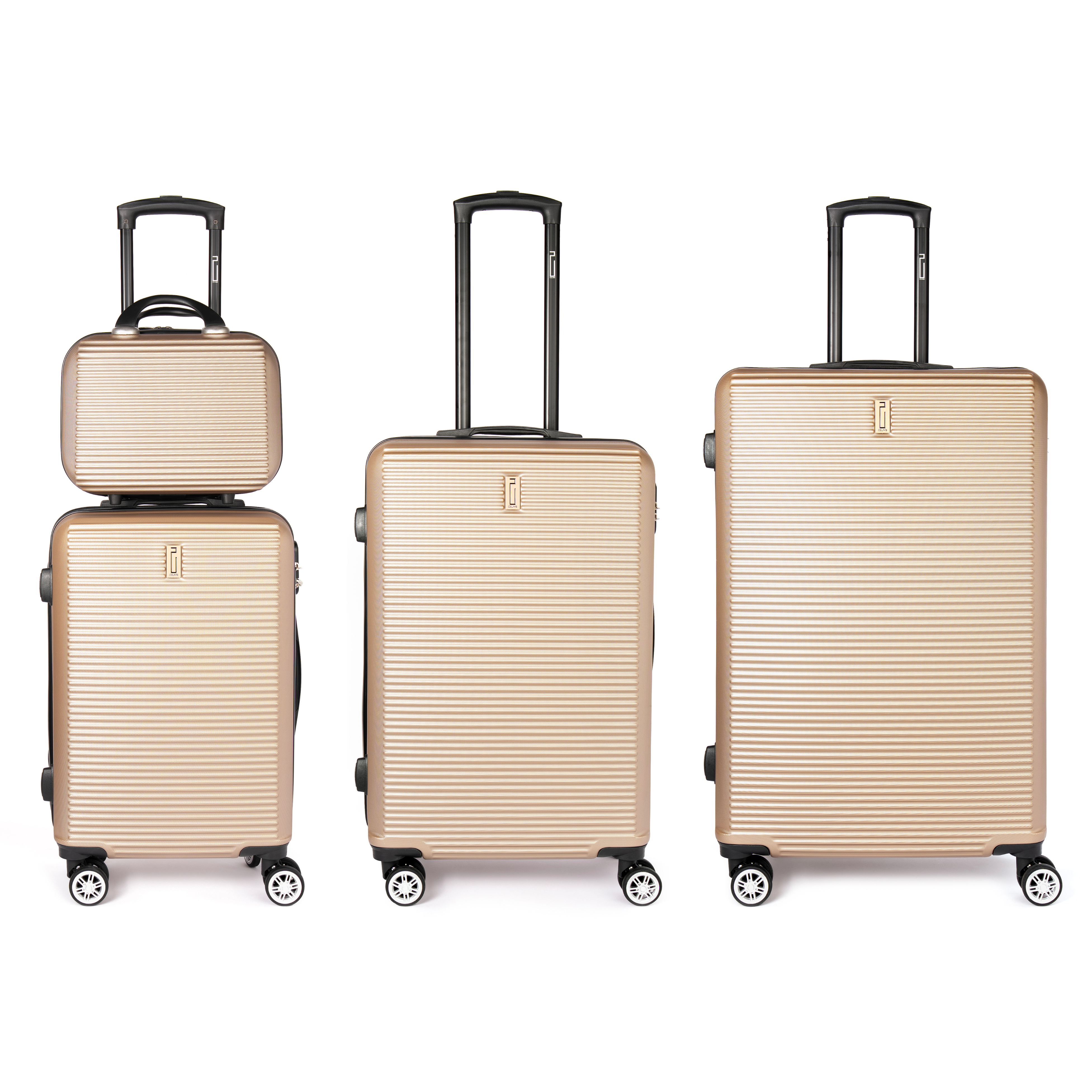 4-teiliges Wochenendkoffer-Set – Schwarz (Kabine, mittel, groß + Schminktisch)