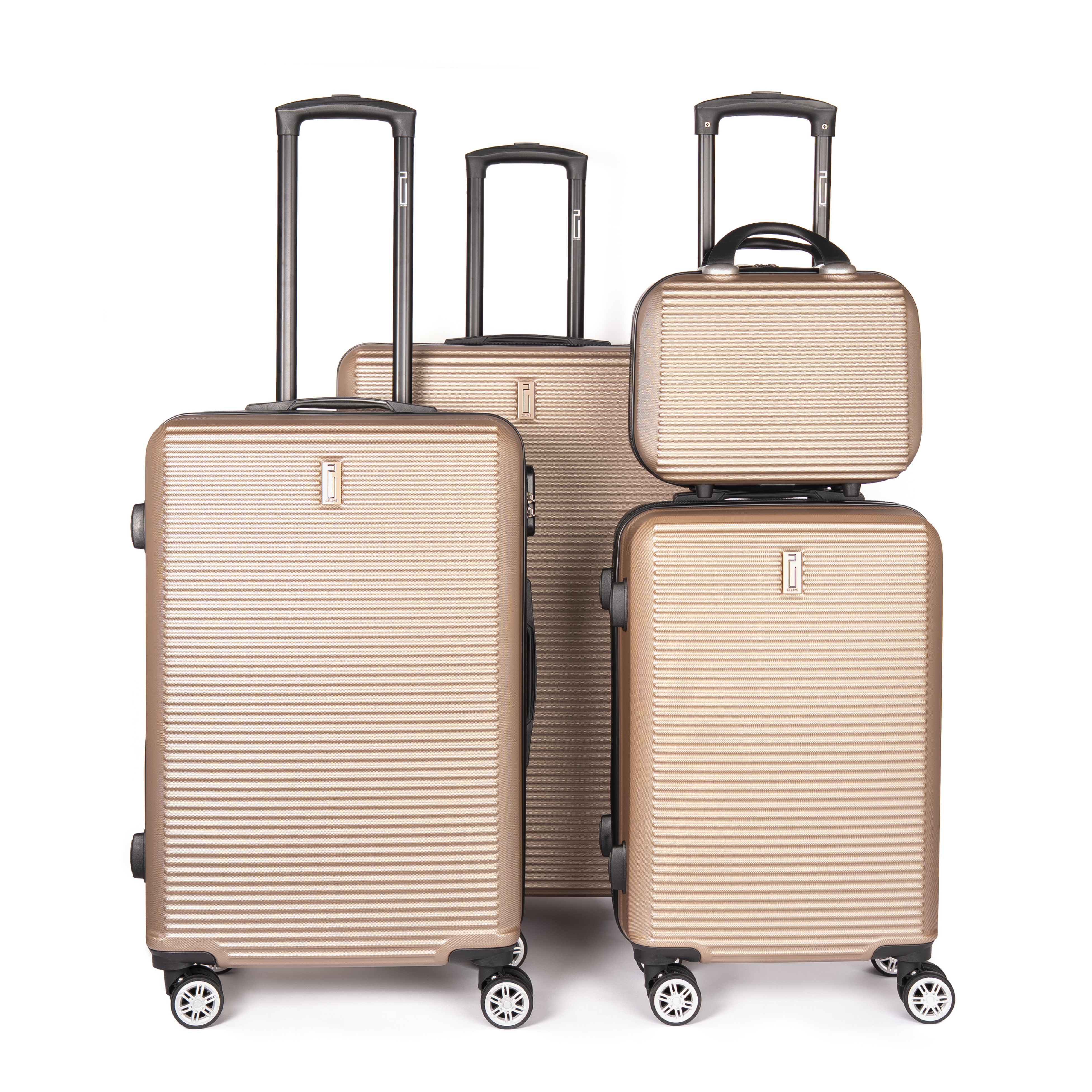 4-teiliges Wochenendkoffer-Set – Schwarz (Kabine, mittel, groß + Schminktisch)