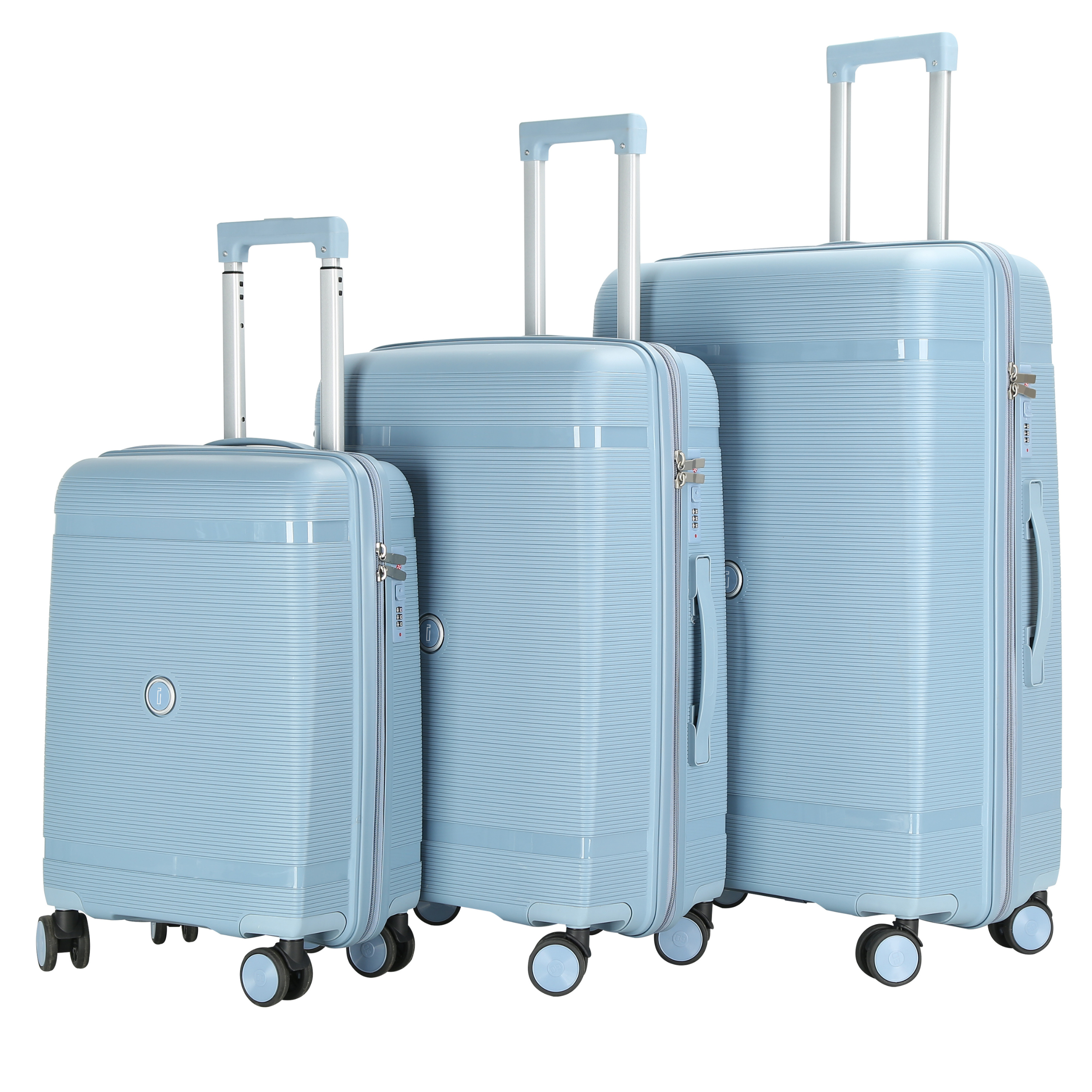 Set 3 Valises – Polypropylène (XL-75cm) (L-65cm) (S-55cm) – Bleu Pastel