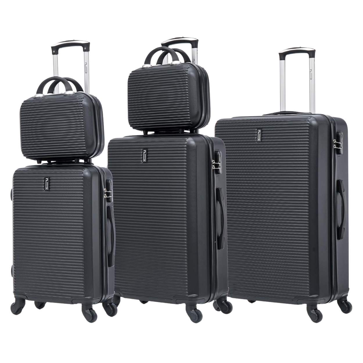 5-teiliges Wochenendkoffer-Set – 4 Koffer + Kosmetikkoffer - Schwarz