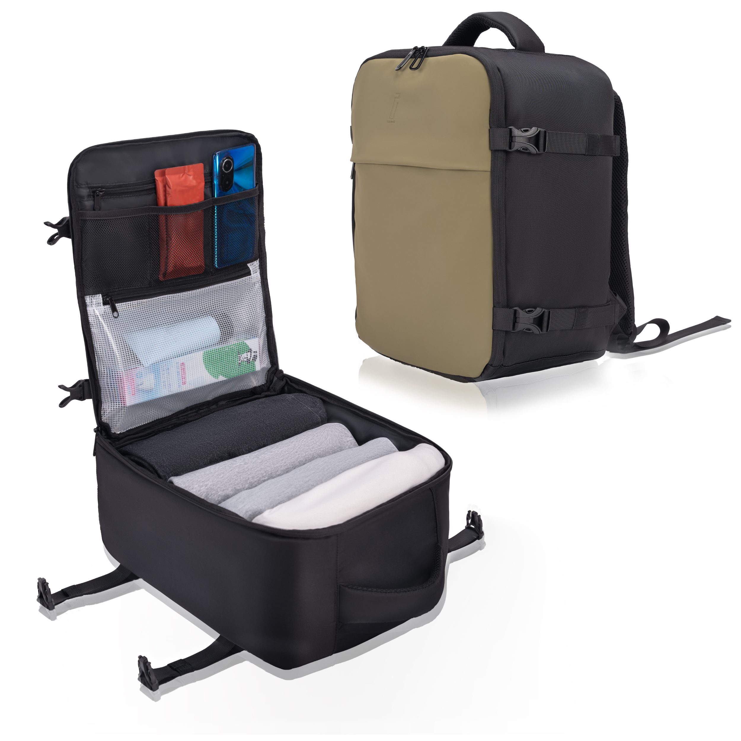 Sac à dos 40x30x20 CELIMS - Bagage à Main - Imperméable - Noir