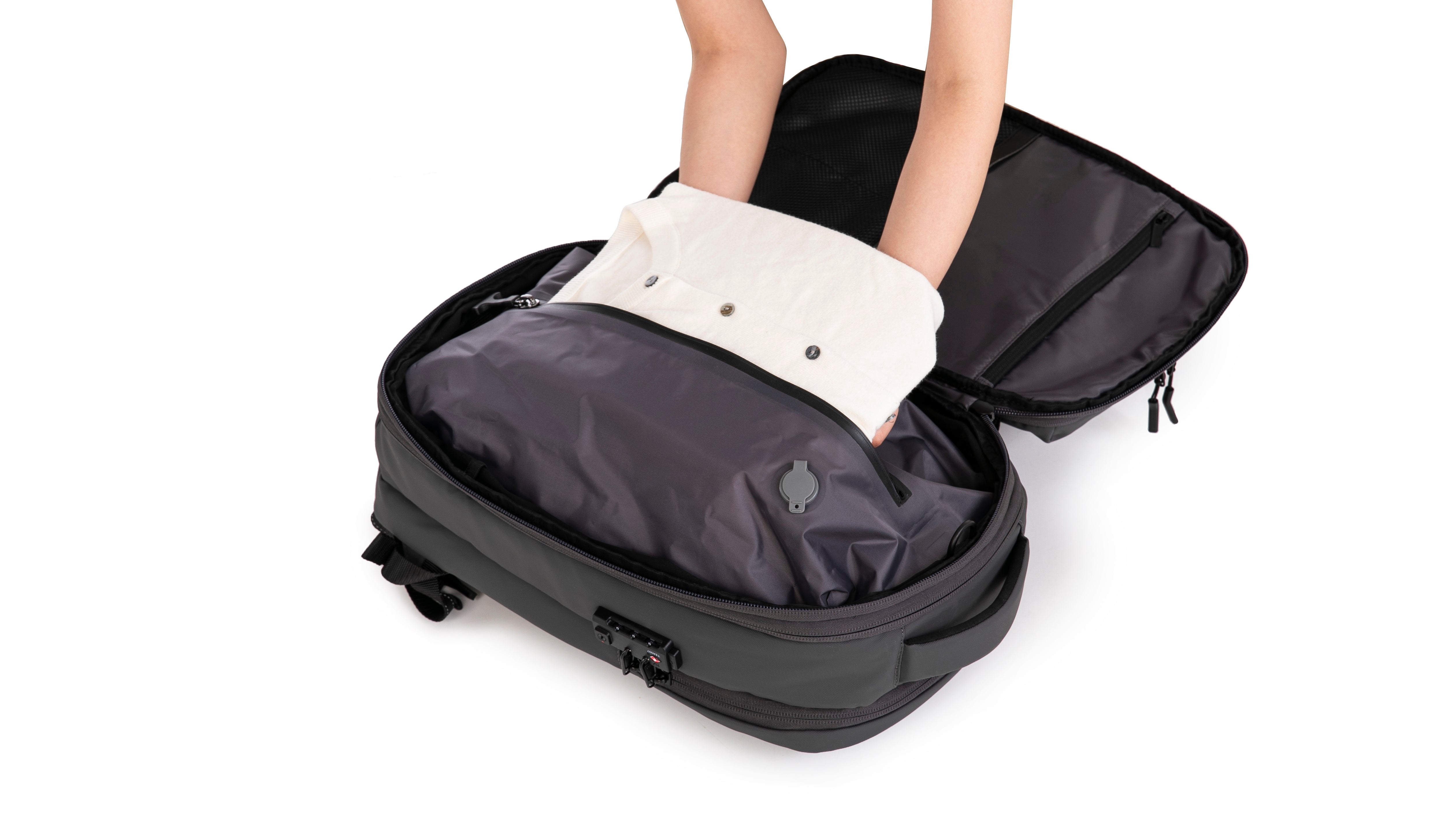 Mochila de viaje | Mochila de vacío | Impermeable – Negro con bomba
