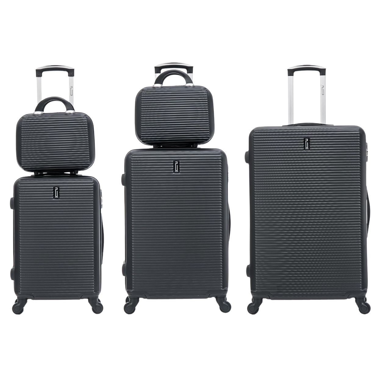 5-teiliges Wochenendkoffer-Set – 4 Koffer + Kosmetikkoffer - Schwarz