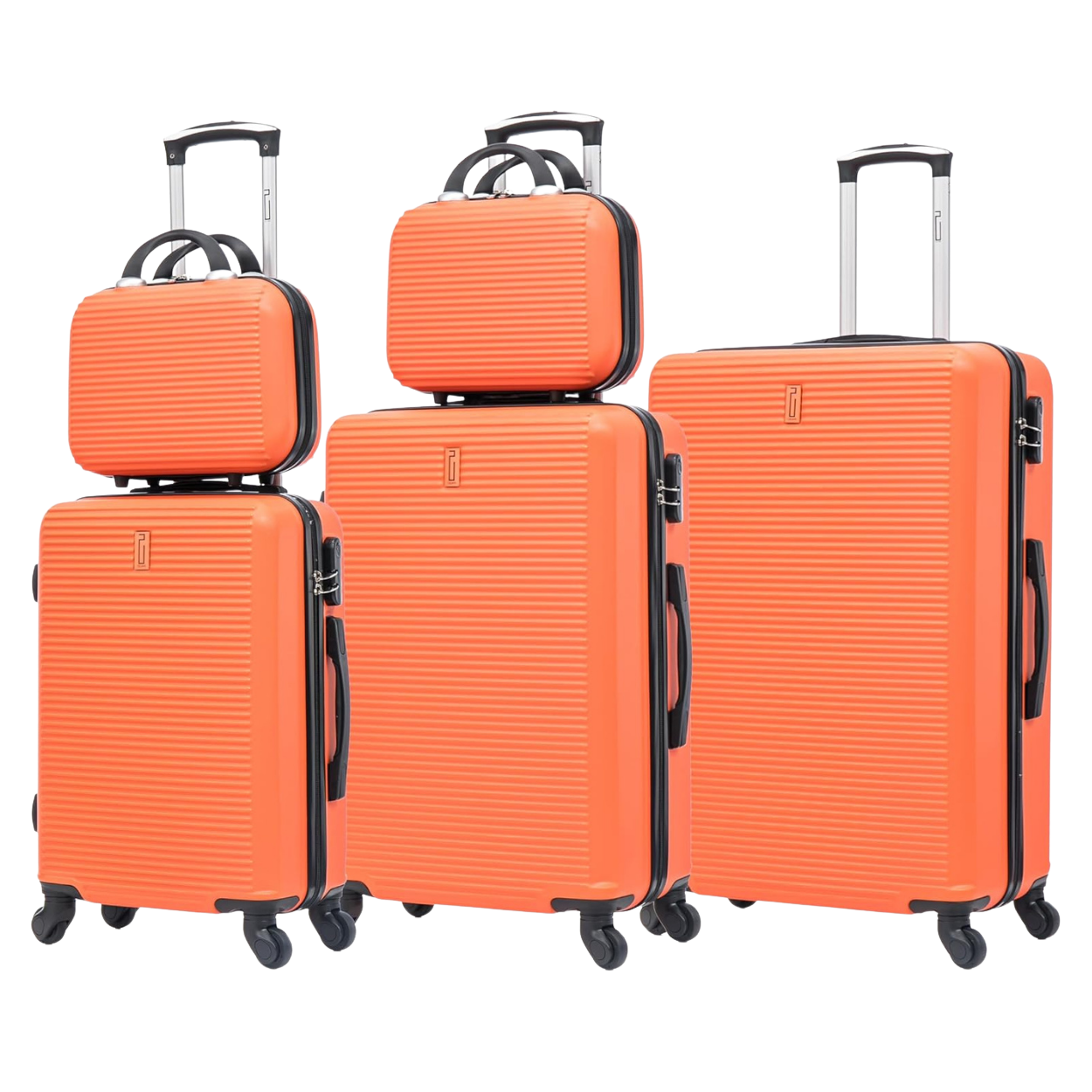 5-teiliges Wochenendkoffer-Set – 4 Koffer + Kosmetikkoffer - Schwarz