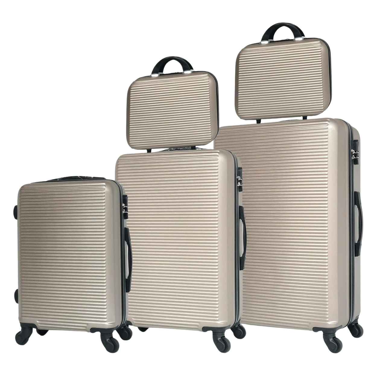 5-teiliges Wochenendkoffer-Set – 4 Koffer + Kosmetikkoffer - Schwarz