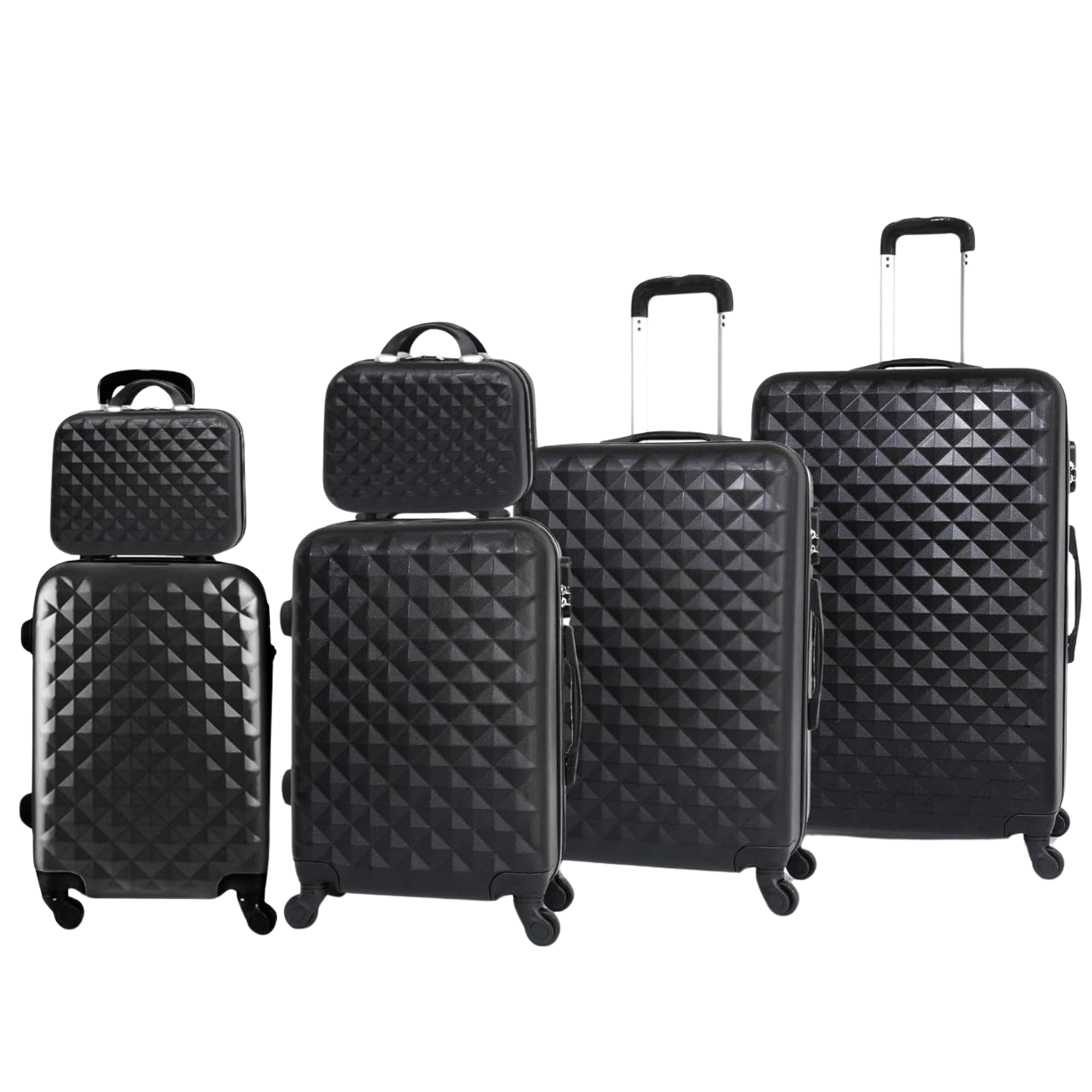 Urban 6-teiliges Kofferset | Kabinenkoffer | Mittlerer Koffer | Großer Koffer | 2x Schminktisch – Schwarz