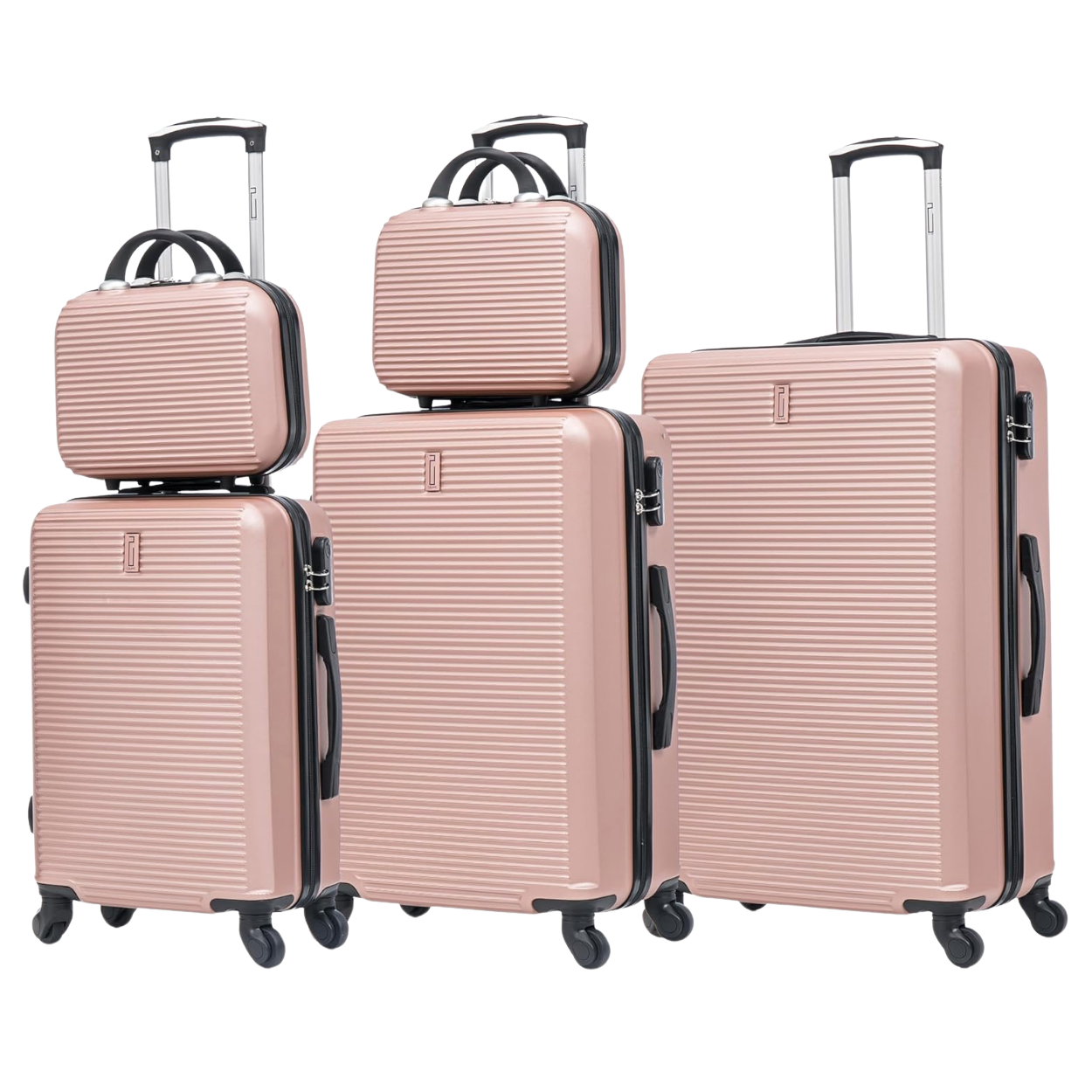 5-teiliges Wochenendkoffer-Set – 4 Koffer + Kosmetikkoffer - Schwarz