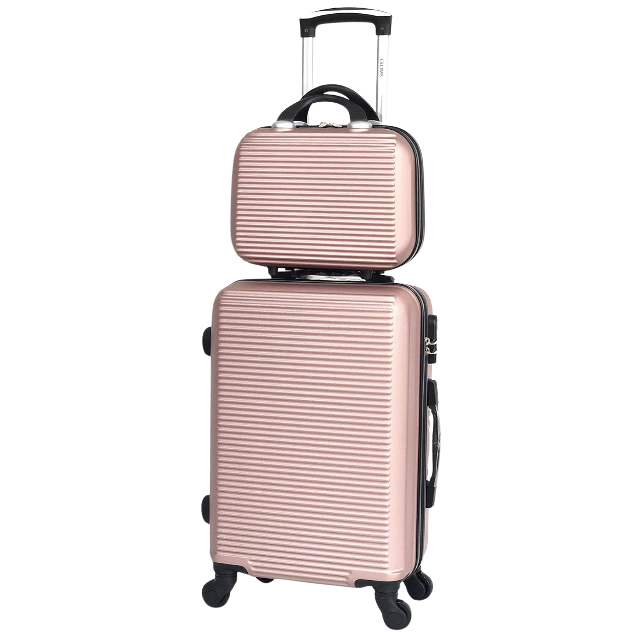 Set De Valise 6 pièces Week-end | Valise Cabine | Valise Moyenne | Valise Grande | 2x Vanity – Rose Gold