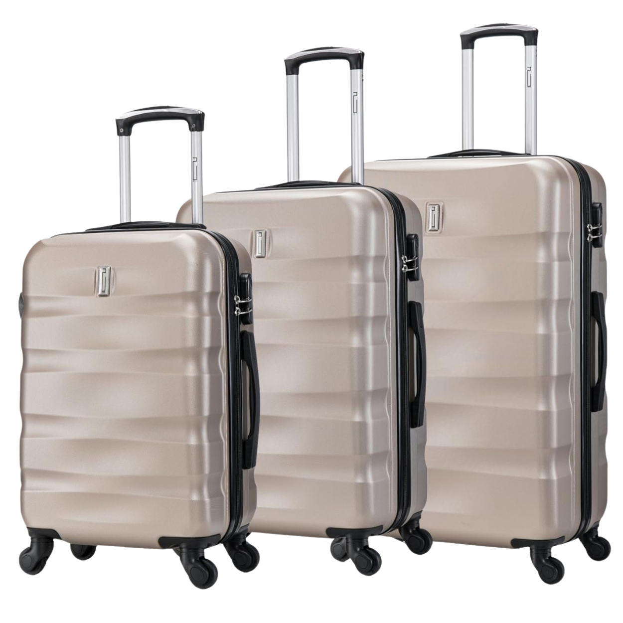 Set Valise 3 pièces AeroWave | Valise Cabine | Valise Moyenne | Valise Grande – Champagne