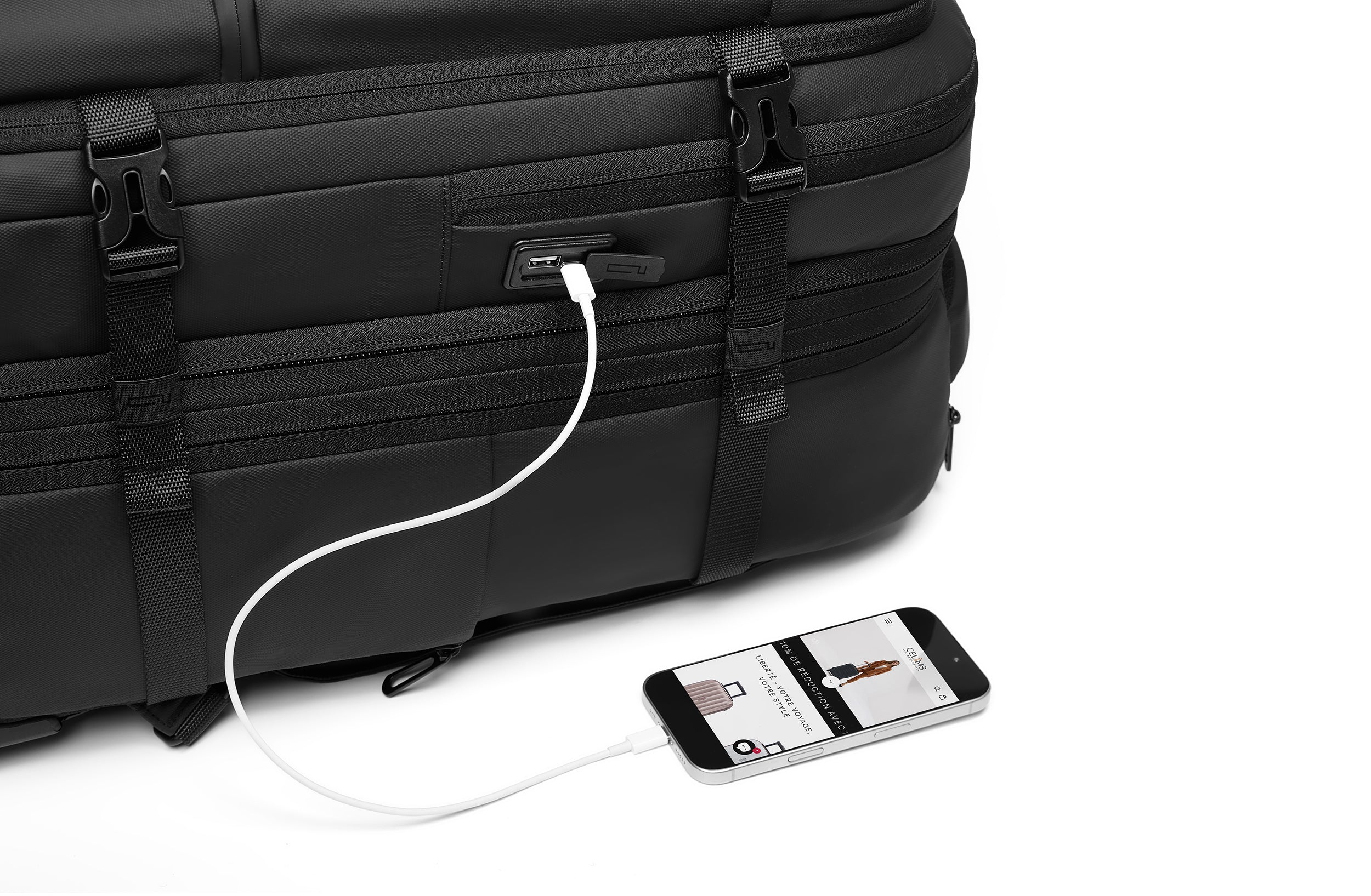 Valise Sac à Dos Sous Vide | Sac à Dos de Voyage | Imperméable | Noir