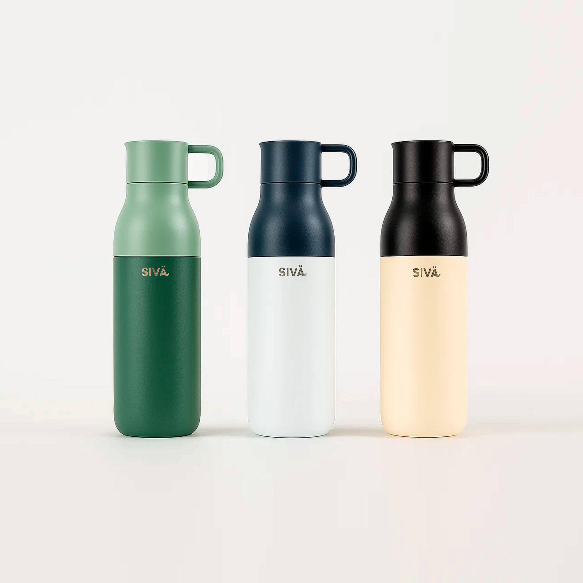 SIVÄ – Auslaufsichere und isolierte Wasserflasche | Robuste Edelstahl-Wasserflasche mit natürlichem Kohlefilter | Thermoflasche | 740 ml | 12 Std. kalt & 8 Std. heiß | Grün