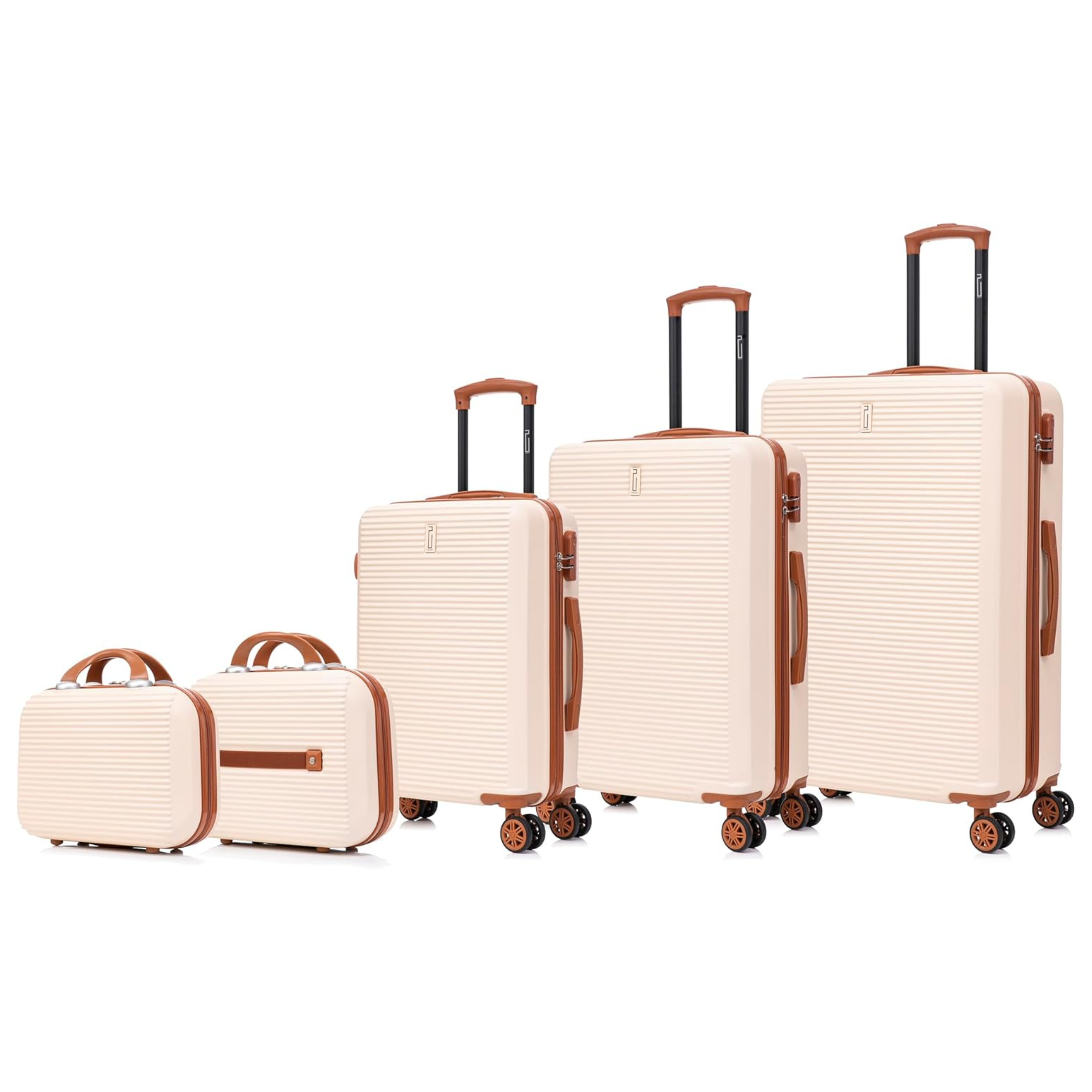 5-teiliges Wochenendkoffer-Set | Kabinenkoffer | Mittlerer Koffer | Großer Koffer | 2x Kosmetikkoffer – Roségold