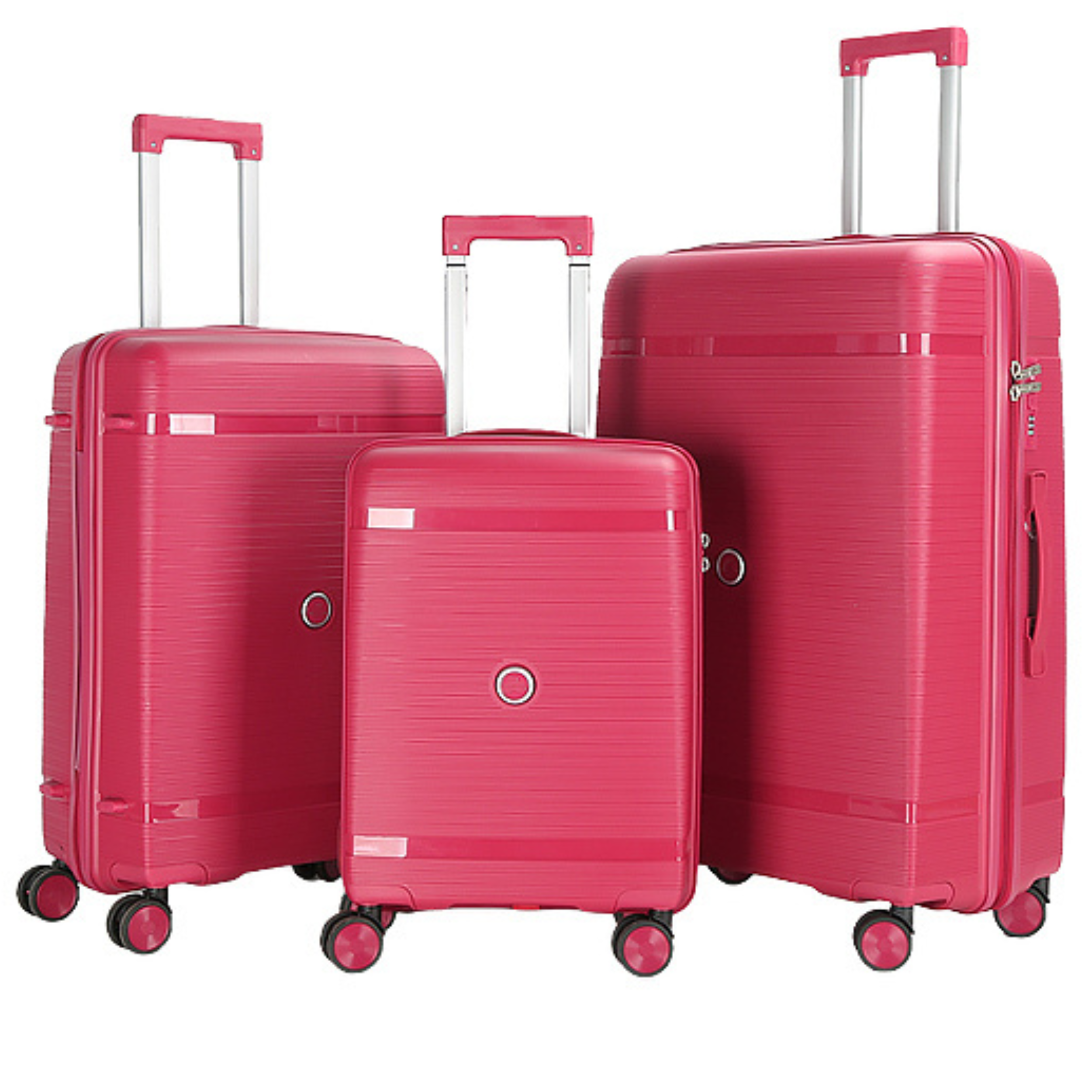 Set 3 Valises – Polypropylène (XL-75cm) (L-65cm) (S-55cm) – Rose Fuchsia