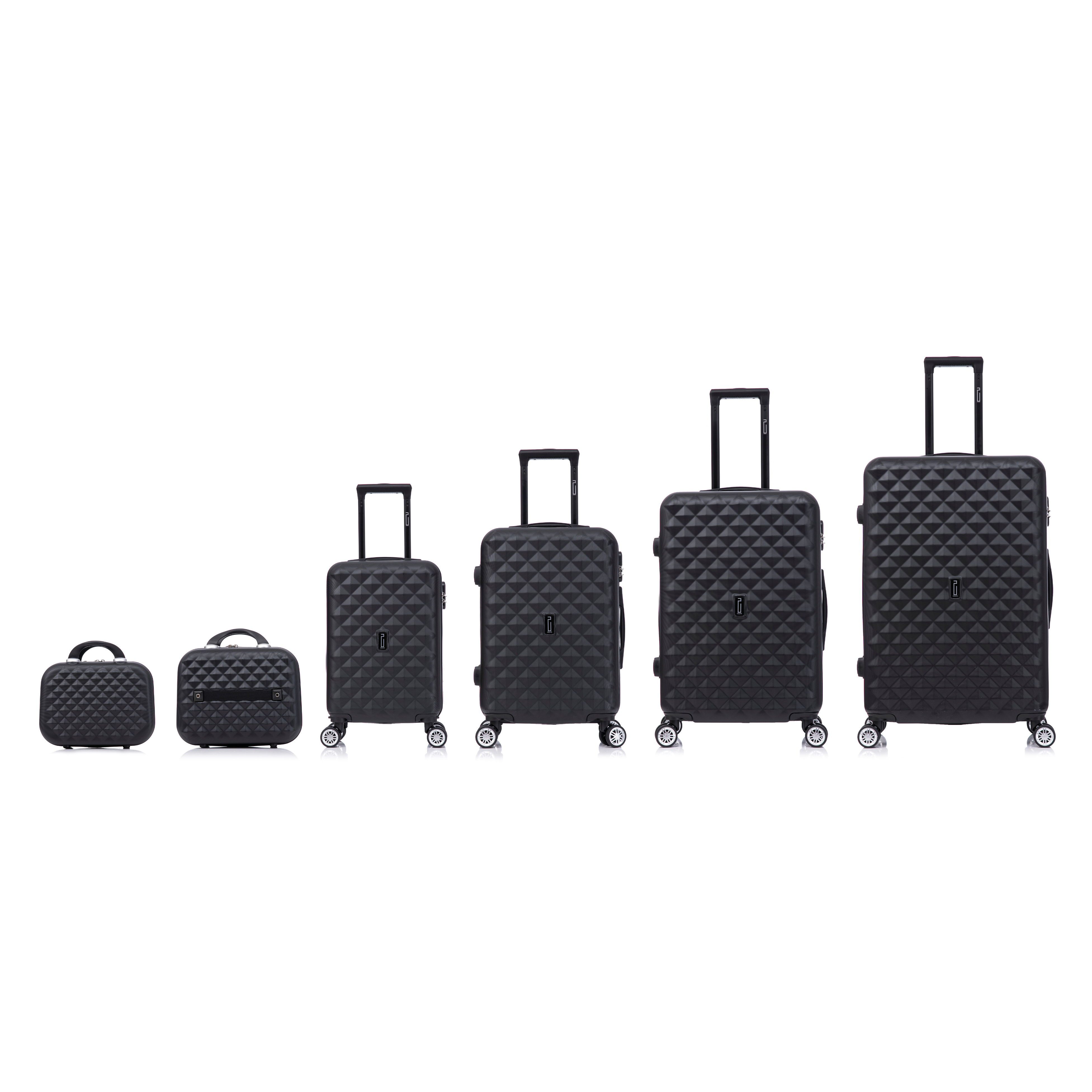 Urban 6-teiliges Kofferset | Kabinenkoffer | Mittlerer Koffer | Großer Koffer | 2x Schminktisch – Schwarz
