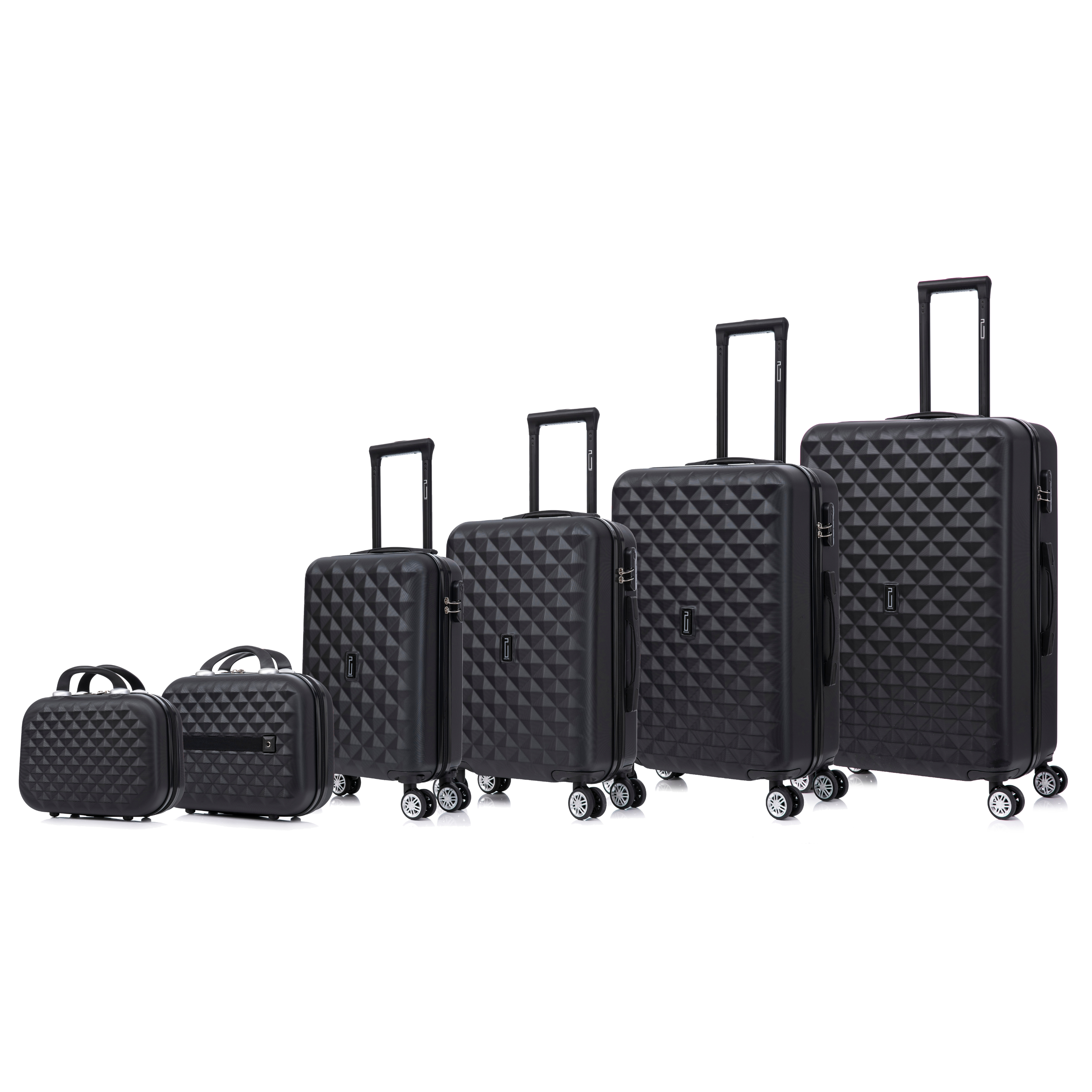 Urban 6-teiliges Kofferset | Kabinenkoffer | Mittlerer Koffer | Großer Koffer | 2x Schminktisch – Schwarz