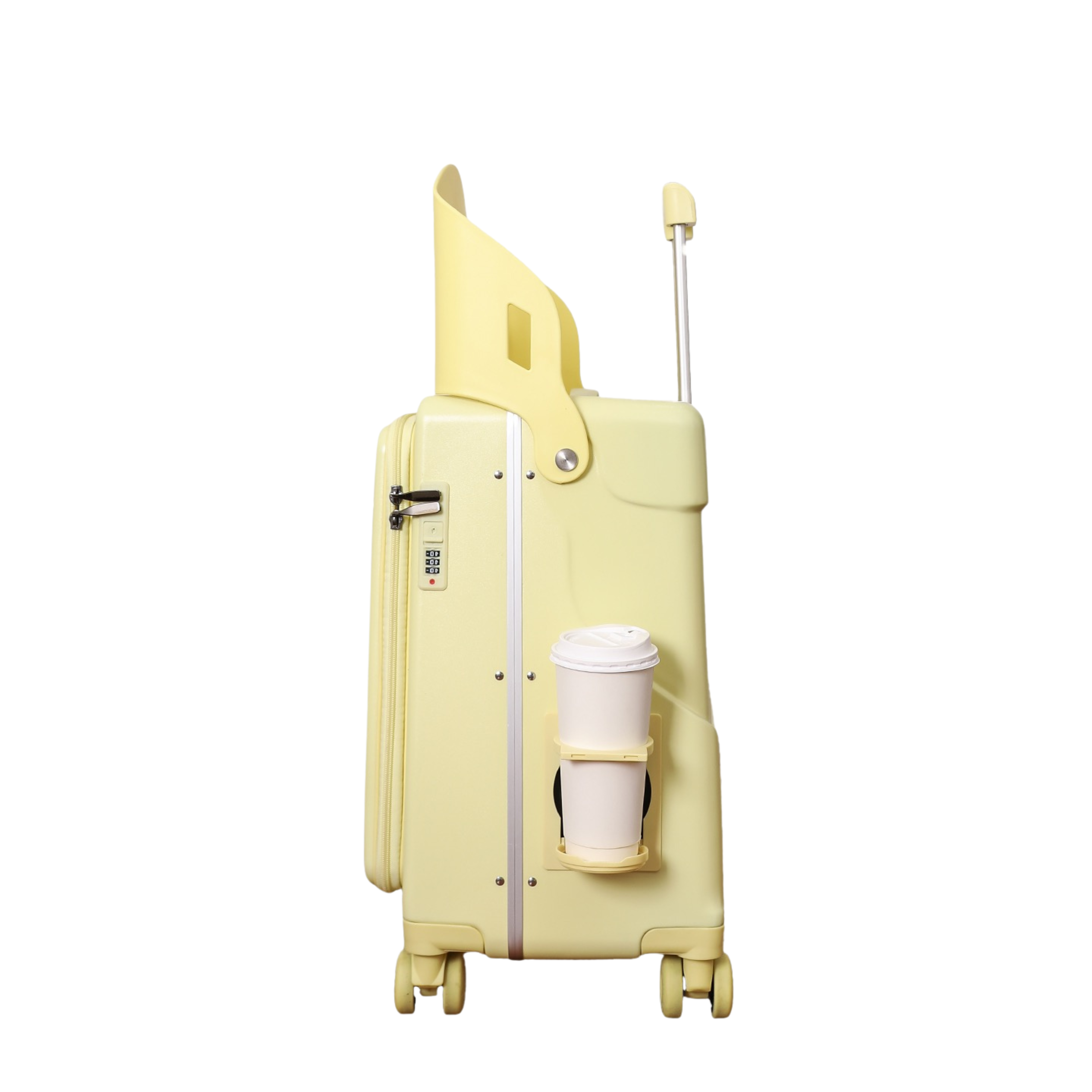 Valise Cabine avec Siège Enfant PopSeat - 55x35x25 - Porte USB - roulettes Ultra Résistantes avec Frein - Porte Gobelet - Cadenas