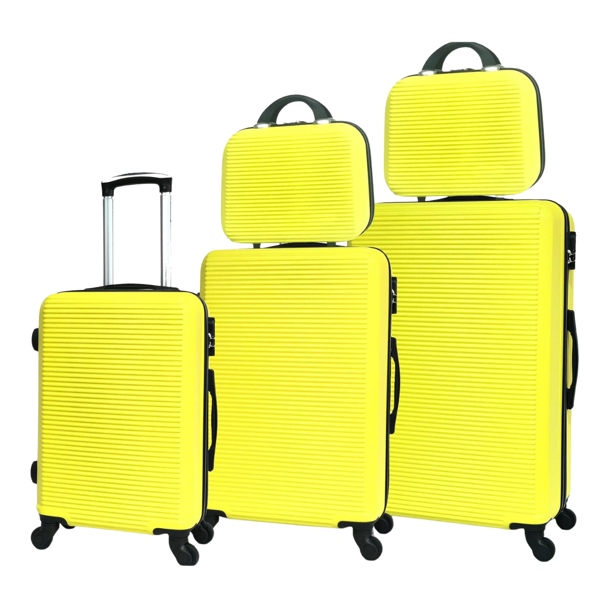 Set De Valise 5 pièces Week-end | Valise Cabine | Valise Moyenne | Valise Grande | 2x Vanity – Jaune