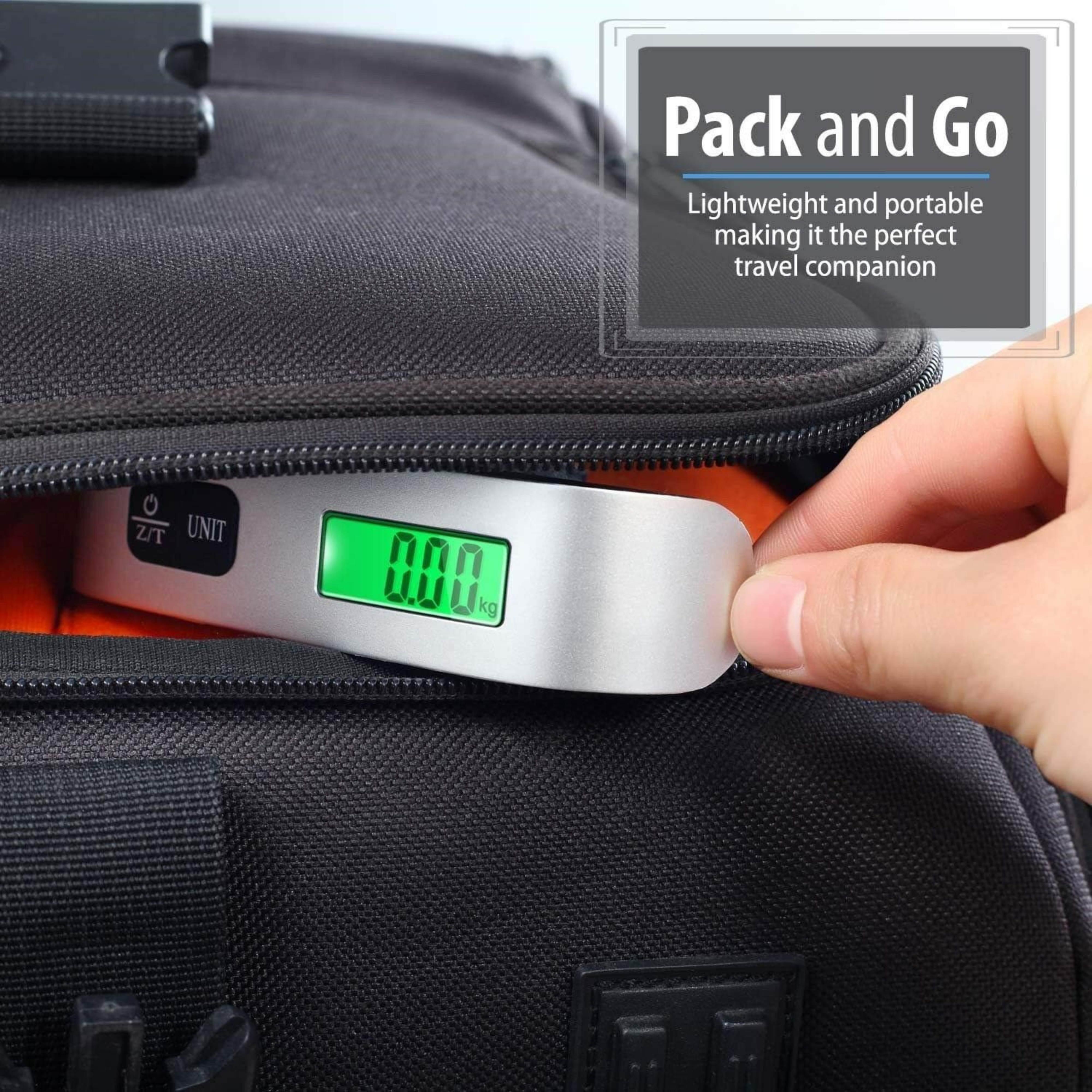 Báscula electrónica para equipaje | Báscula digital portátil para maletas con función de temperatura | Ideal para viajes y aeropuertos