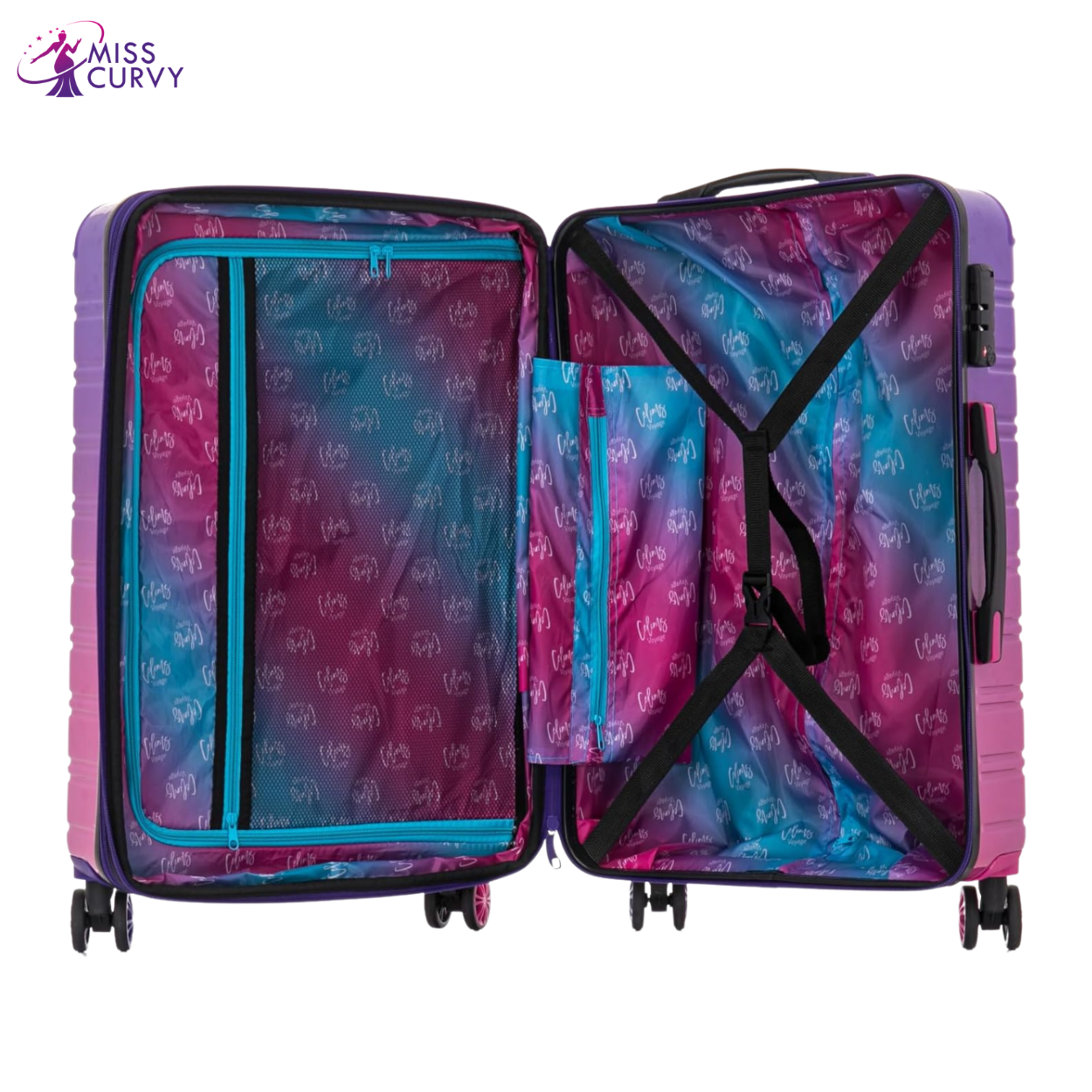 3-Piece Polycarbonate Suitcase Set | Cabin Suitcase | Medium Suitcase | Large Suitcase – Turquoise Gradient