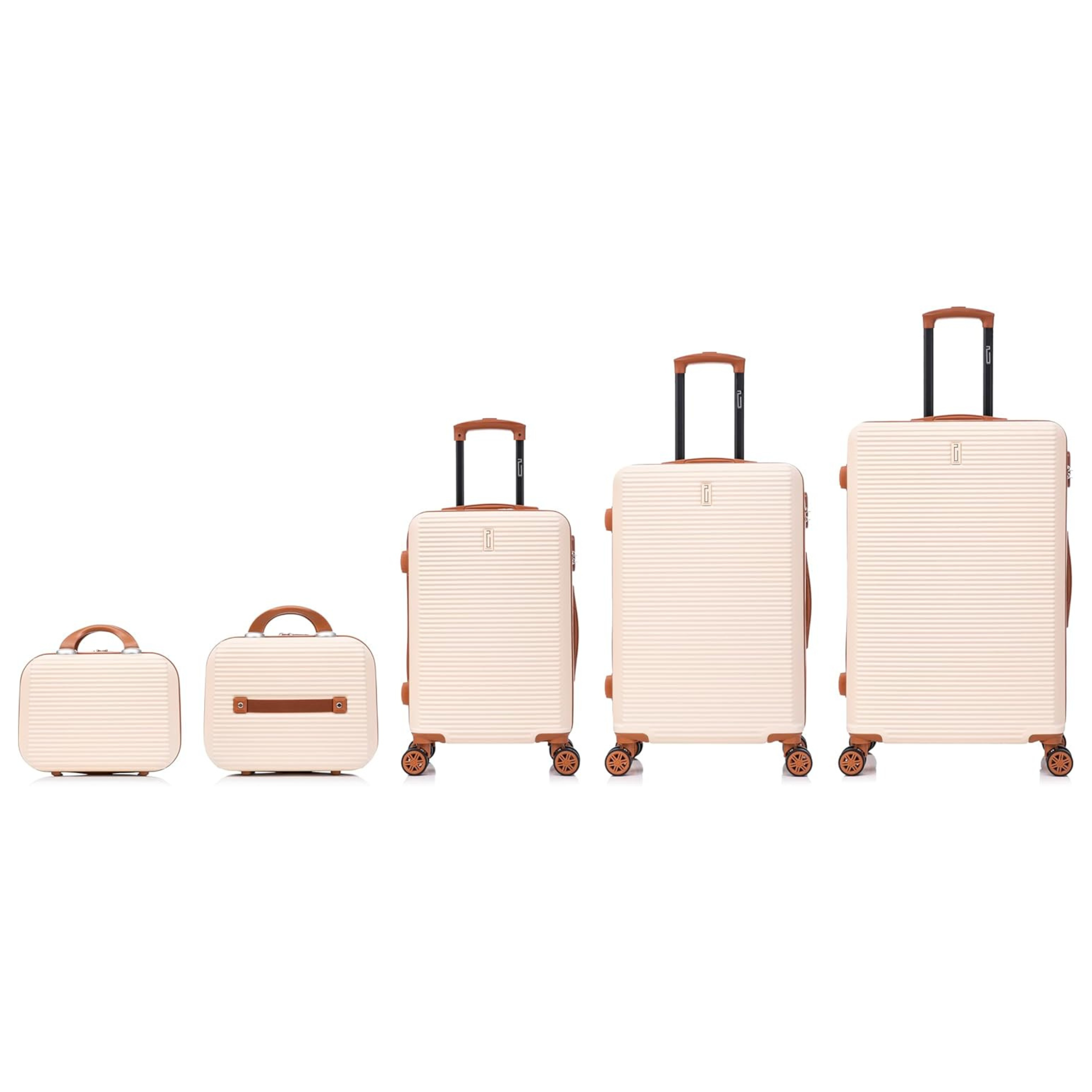 5-teiliges Wochenendkoffer-Set | Kabinenkoffer | Mittlerer Koffer | Großer Koffer | 2x Kosmetikkoffer – Roségold