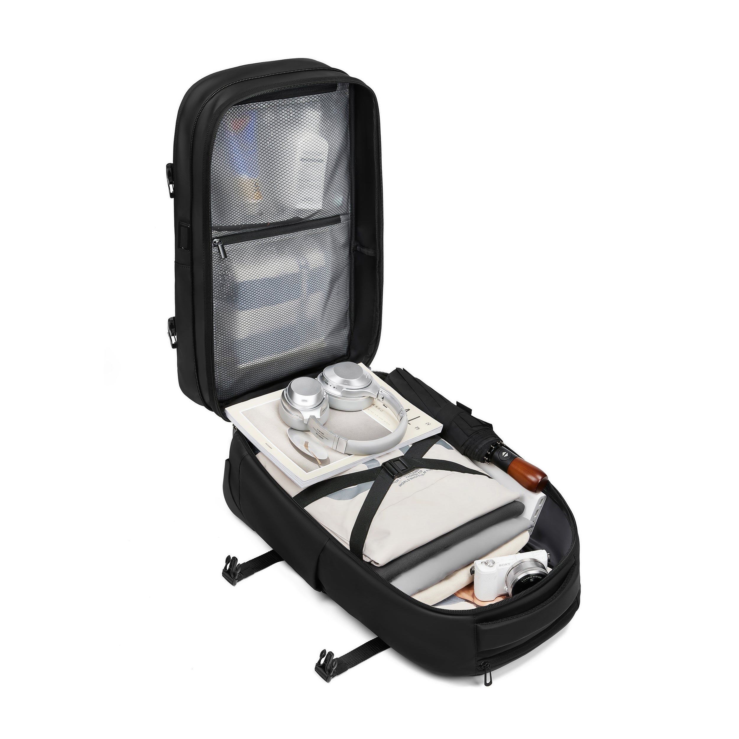 Valise Sac à Dos Sous Vide Avec Pompe | Sac à Dos de Voyage | Imperméable | Noir