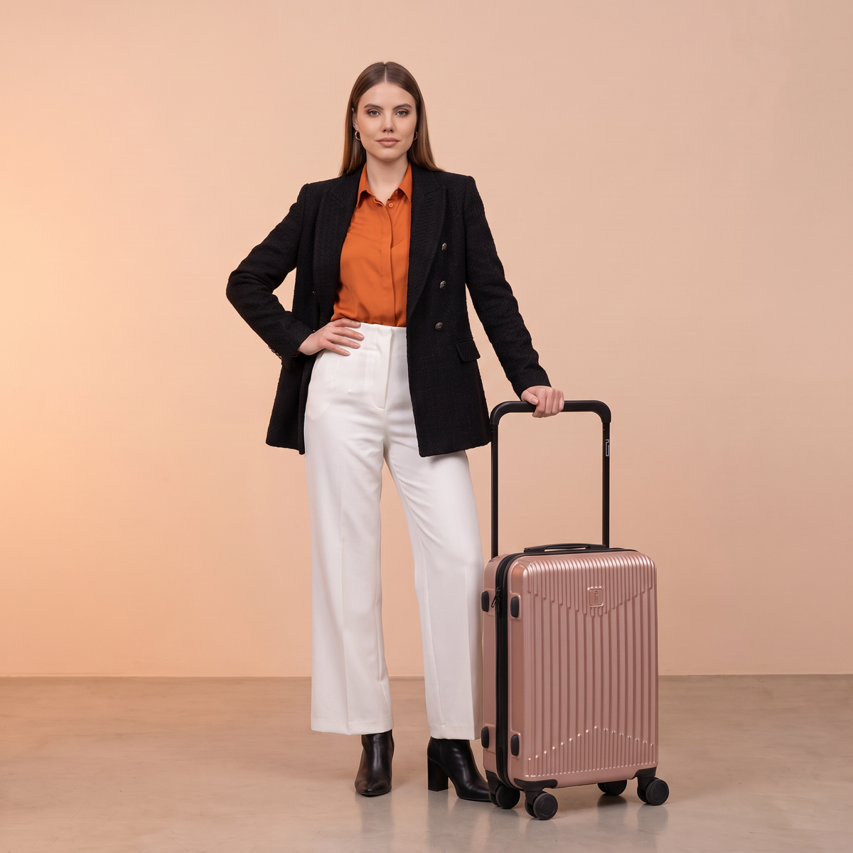 Valise Cabine 55 cm ABS – Wide Trolley - Extensible & Serrure TSA