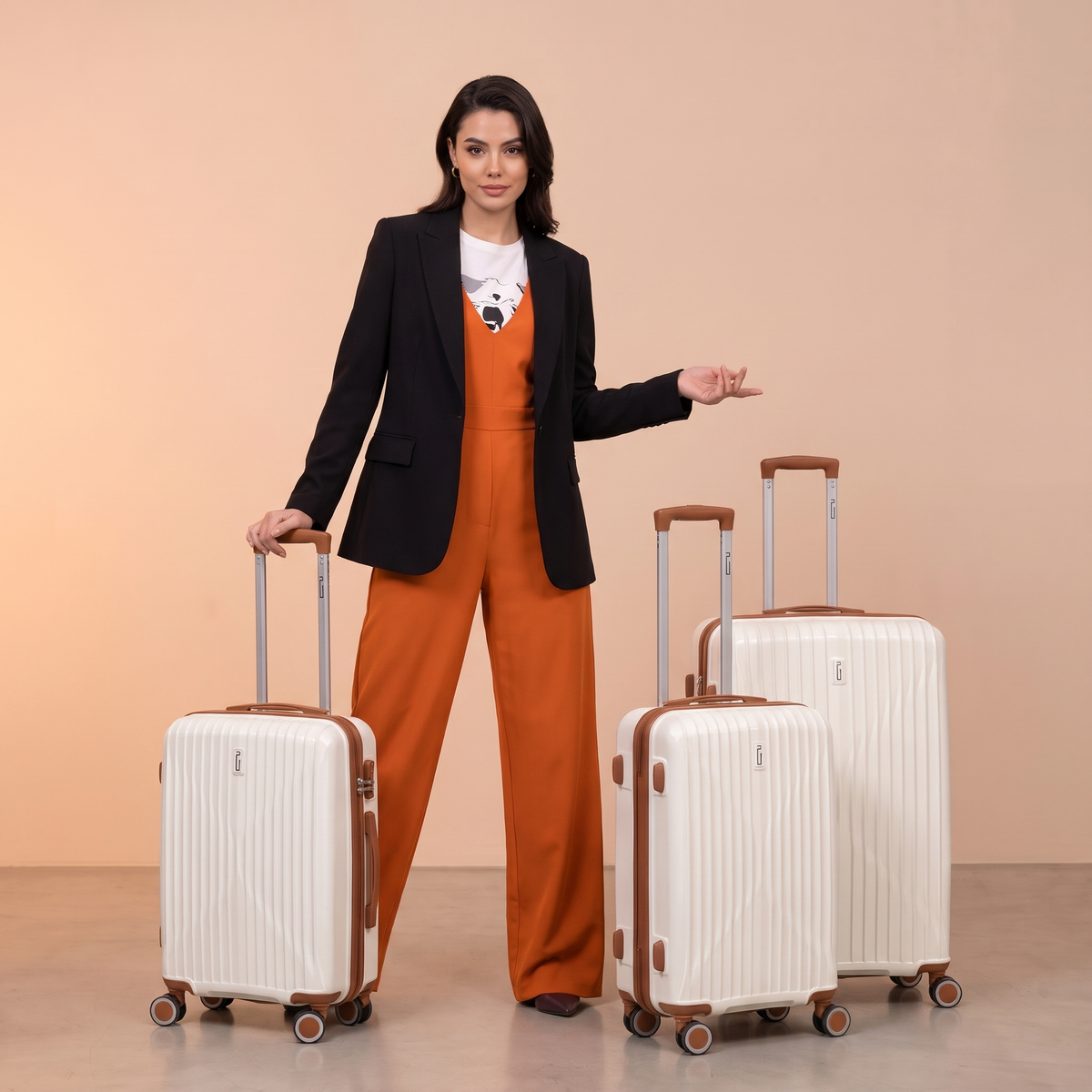 SET - Set 3 Valises - Polypropylène (XL-75cm) (L-65cm) (S-55cm)