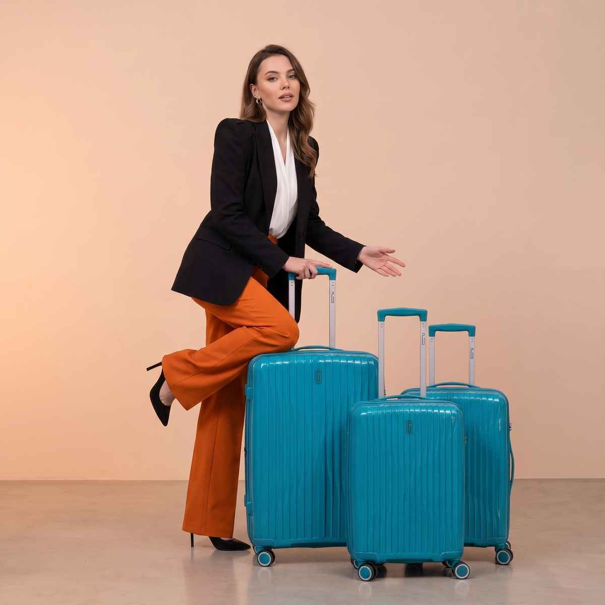SET - Set 3 Valises - Polypropylène (XL-75cm) (L-65cm) (S-55cm)